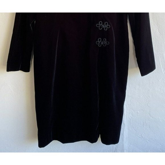COPY - Vintage Maggy London Dress Size 10 Black Velvet Asian Inspired Long Slee… - Picture 3 of 10